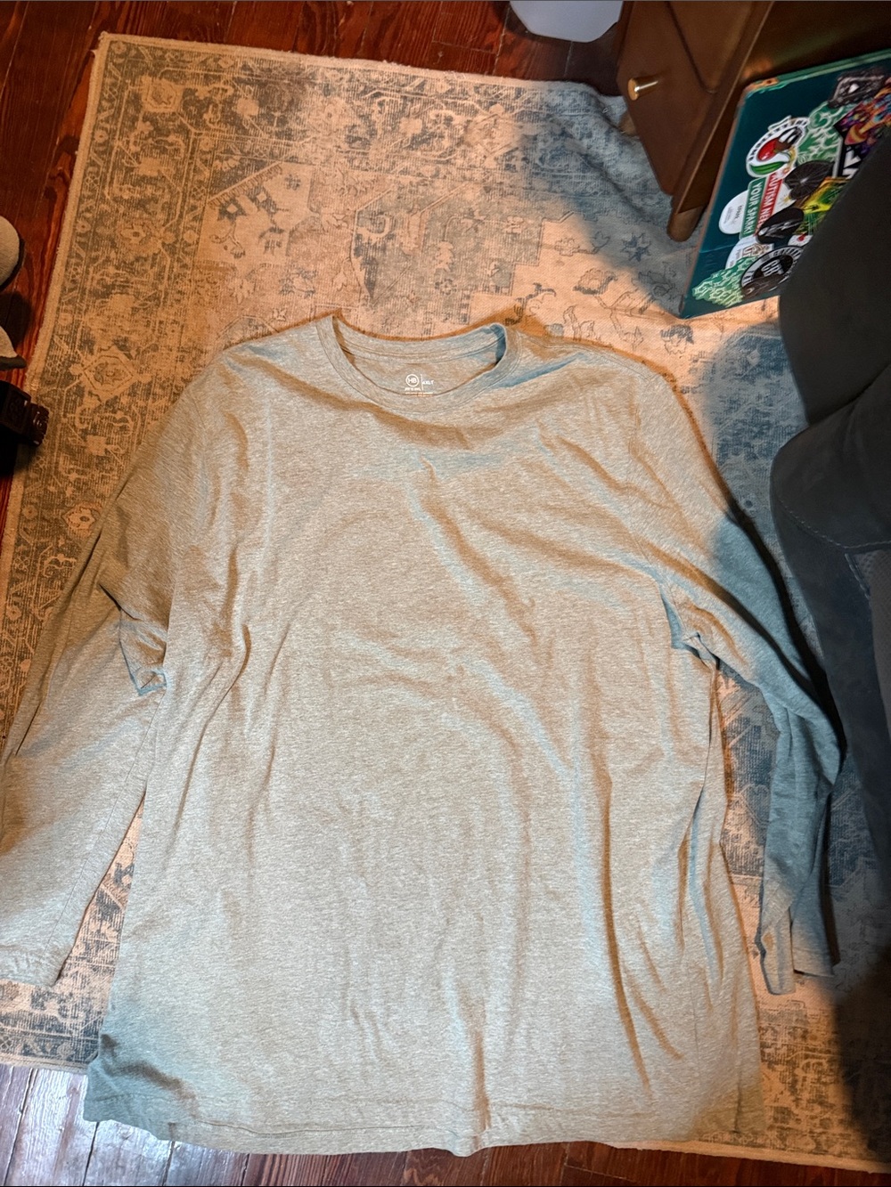 Men's Long Sleeve Crewneck Shirt - Light Gray